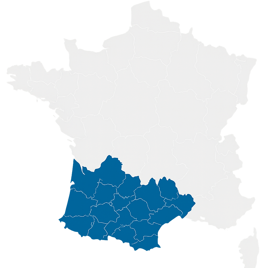 Carte de France - zones d'intervention SMK Solutions